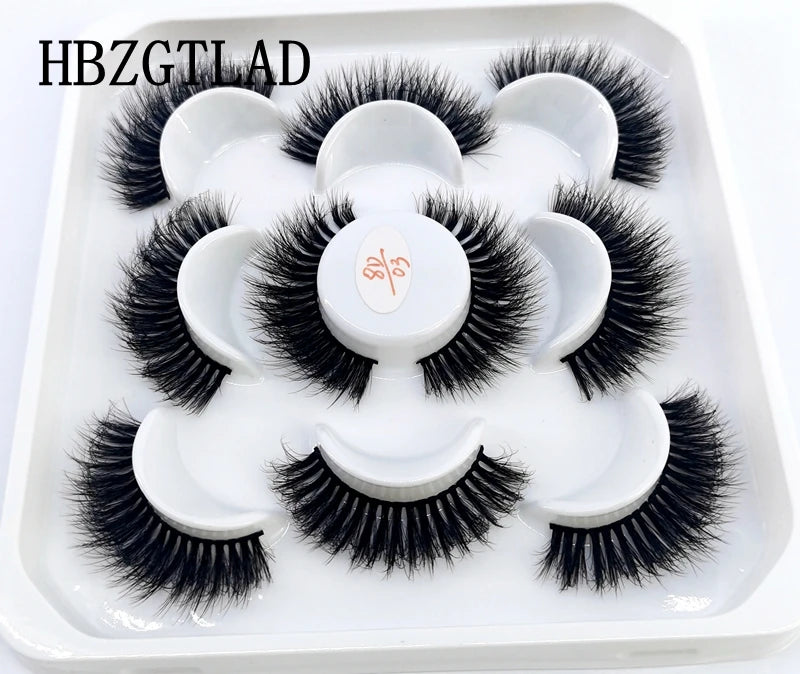 5 Pairs 25 mm 3d Mink Lashes Bulk Faux with Custom Box Wispy Natural Mink Lashes Pack Short Wholesales Natural