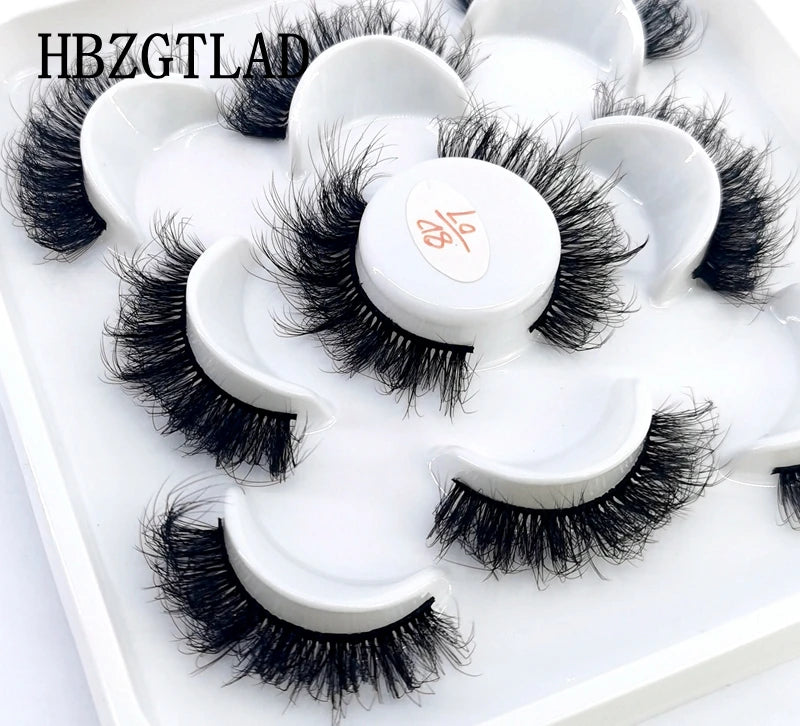 5 Pairs 25 mm 3d Mink Lashes Bulk Faux with Custom Box Wispy Natural Mink Lashes Pack Short Wholesales Natural