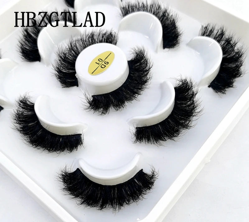 5 Pairs 25 mm 3d Mink Lashes Bulk Faux with Custom Box Wispy Natural Mink Lashes Pack Short Wholesales Natural