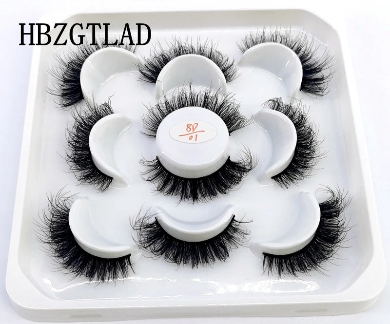 5 Pairs 25 mm 3d Mink Lashes Bulk Faux with Custom Box Wispy Natural Mink Lashes Pack Short Wholesales Natural