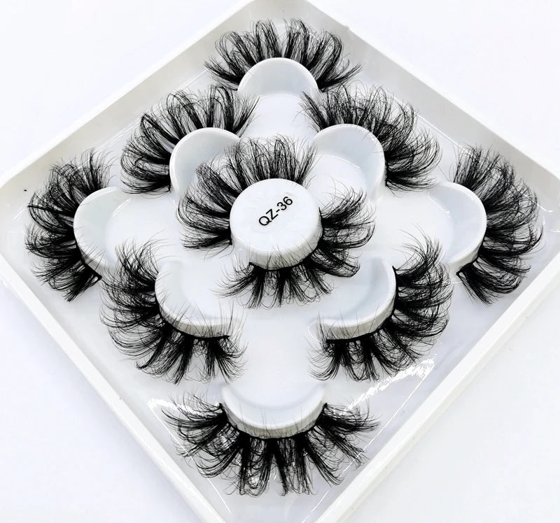 5 Pairs 25 mm 3d Mink Lashes Bulk Faux with Custom Box Wispy Natural Mink Lashes Pack Short Wholesales Natural