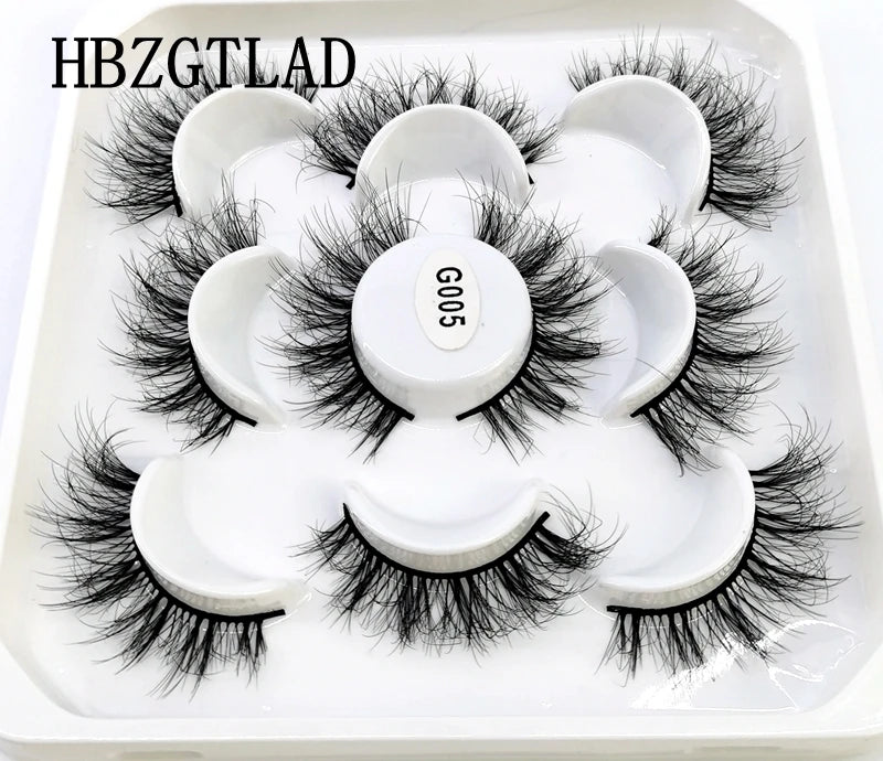 5 Pairs 25 mm 3d Mink Lashes Bulk Faux with Custom Box Wispy Natural Mink Lashes Pack Short Wholesales Natural