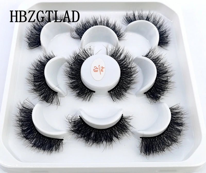 5 Pairs 25 mm 3d Mink Lashes Bulk Faux with Custom Box Wispy Natural Mink Lashes Pack Short Wholesales Natural