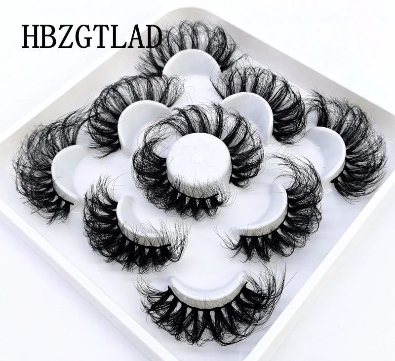 5 Pairs 25 mm 3d Mink Lashes Bulk Faux with Custom Box Wispy Natural Mink Lashes Pack Short Wholesales Natural