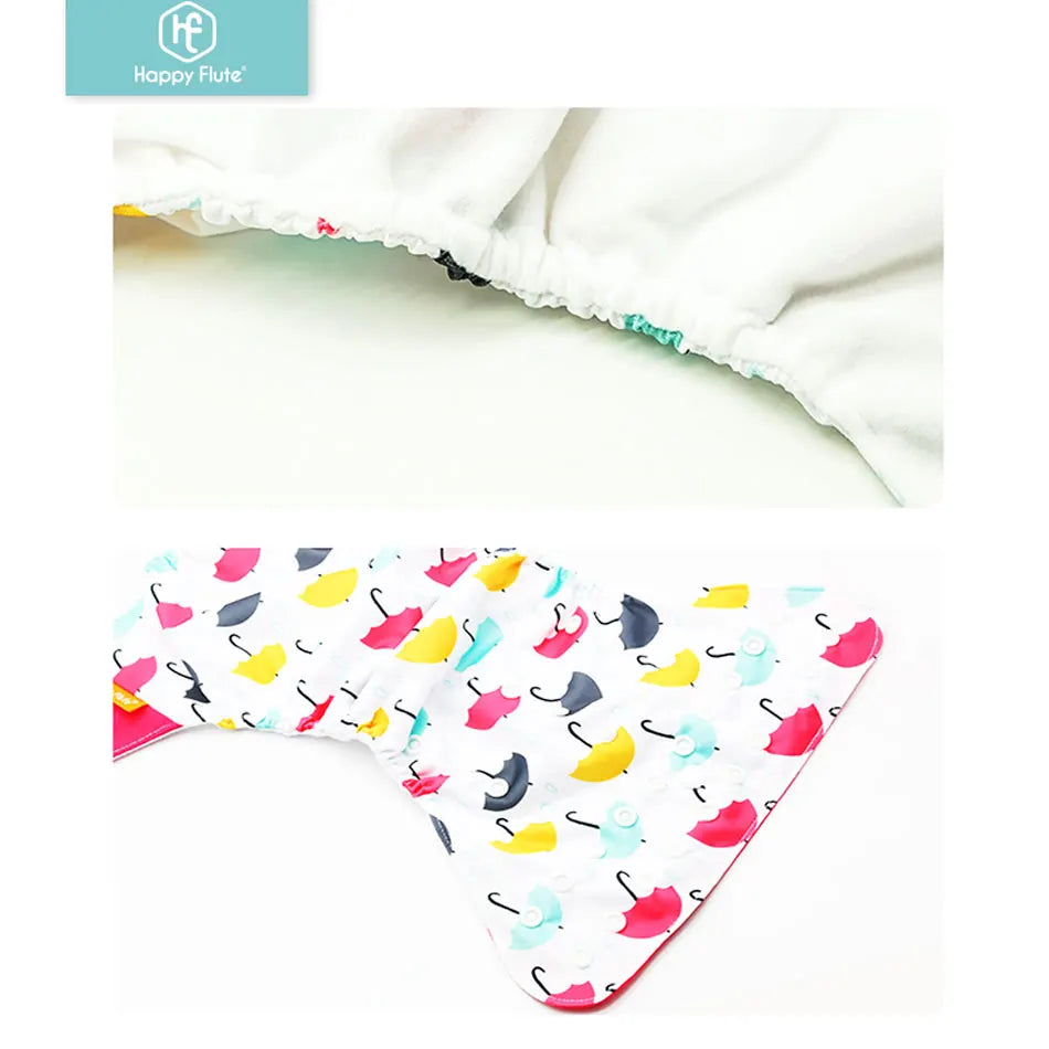 Happyflute 4Pcs/Set Eco-Friendly Reusable Baby Cloth Diapers Unisex 0-1Y Polyester Nappies Suitable for 3-15 Kg Weight