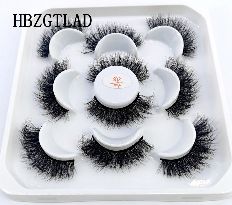 5 Pairs 25 mm 3d Mink Lashes Bulk Faux with Custom Box Wispy Natural Mink Lashes Pack Short Wholesales Natural