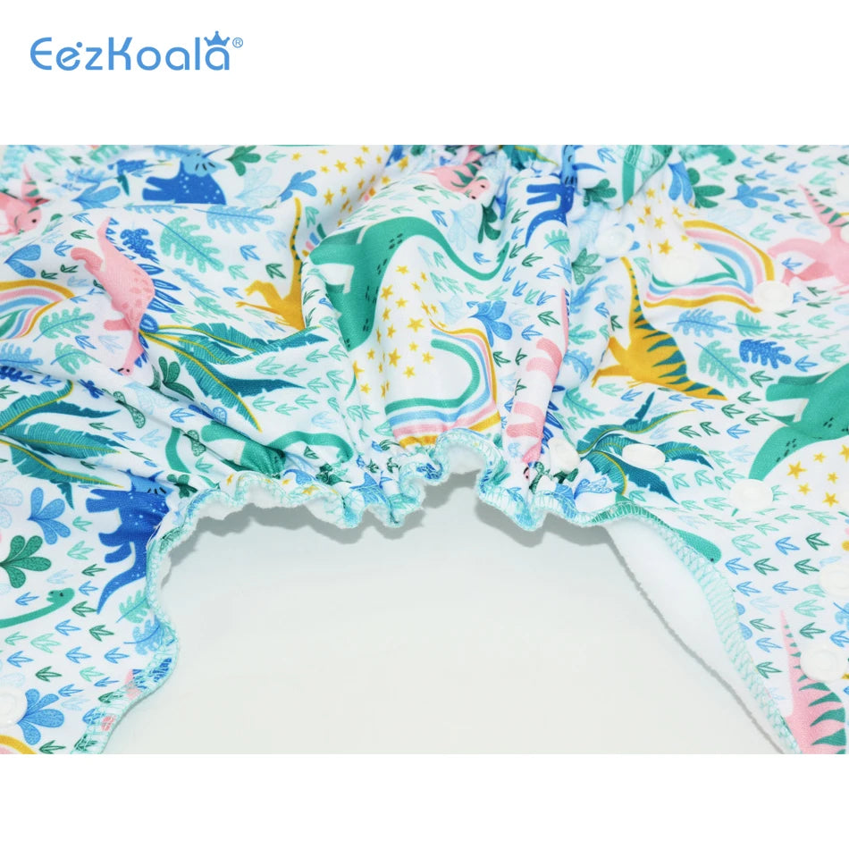 EezKoala Newborn Baby Diapers Organic Cotton Waterproof PUL Tiny AIO Cloth Nappy with Colorful Binding Fit 3-6KG Unisex