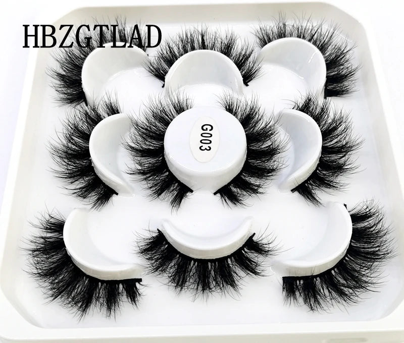 5 Pairs 25 mm 3d Mink Lashes Bulk Faux with Custom Box Wispy Natural Mink Lashes Pack Short Wholesales Natural