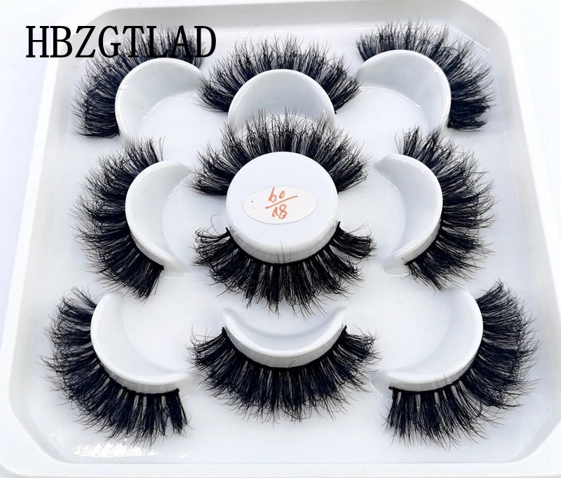 5 Pairs 25 mm 3d Mink Lashes Bulk Faux with Custom Box Wispy Natural Mink Lashes Pack Short Wholesales Natural