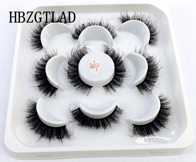 5 Pairs 25 mm 3d Mink Lashes Bulk Faux with Custom Box Wispy Natural Mink Lashes Pack Short Wholesales Natural