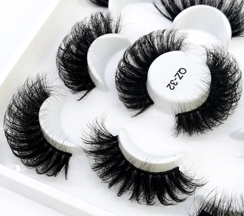 5 Pairs 25 mm 3d Mink Lashes Bulk Faux with Custom Box Wispy Natural Mink Lashes Pack Short Wholesales Natural