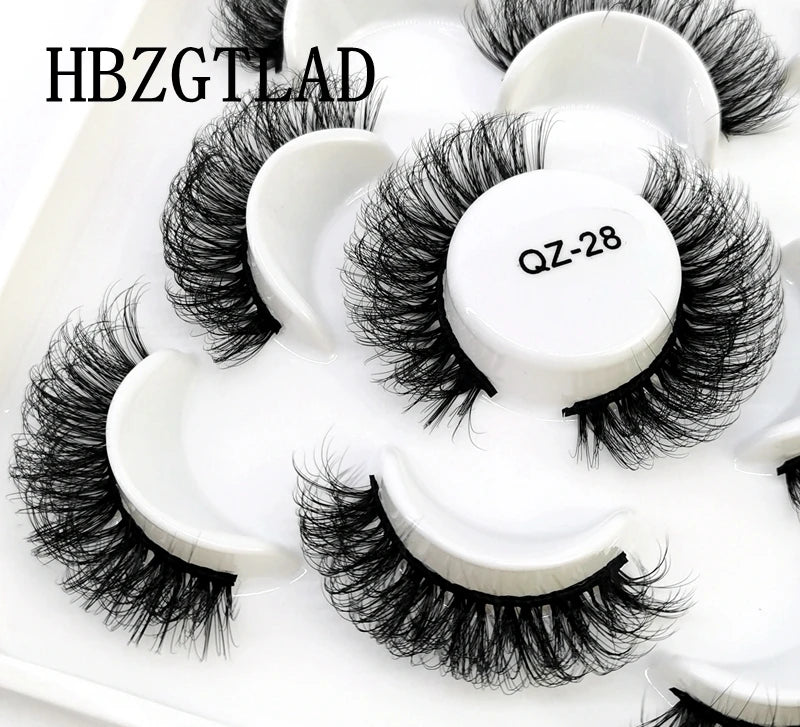 5 Pairs 25 mm 3d Mink Lashes Bulk Faux with Custom Box Wispy Natural Mink Lashes Pack Short Wholesales Natural