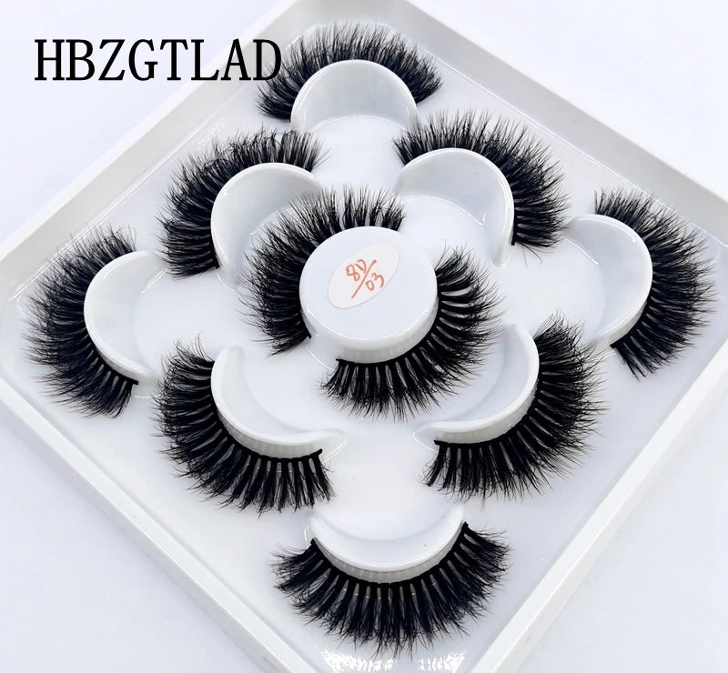 5 Pairs 25 mm 3d Mink Lashes Bulk Faux with Custom Box Wispy Natural Mink Lashes Pack Short Wholesales Natural