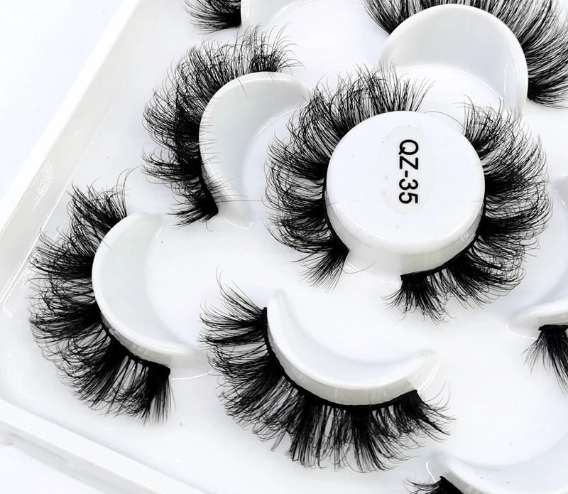 5 Pairs 25 mm 3d Mink Lashes Bulk Faux with Custom Box Wispy Natural Mink Lashes Pack Short Wholesales Natural