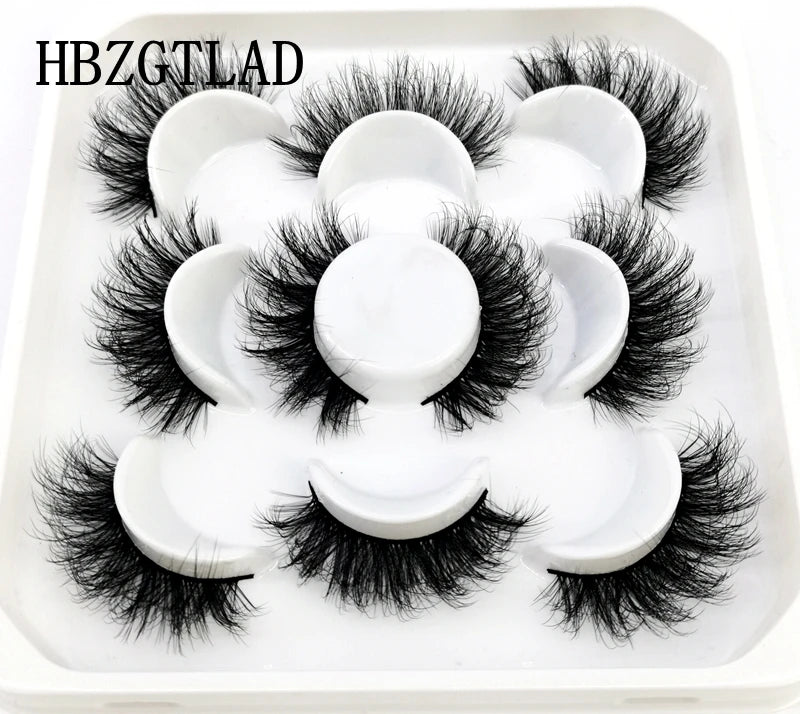 5 Pairs 25 mm 3d Mink Lashes Bulk Faux with Custom Box Wispy Natural Mink Lashes Pack Short Wholesales Natural
