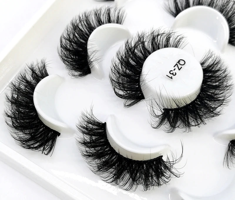 5 Pairs 25 mm 3d Mink Lashes Bulk Faux with Custom Box Wispy Natural Mink Lashes Pack Short Wholesales Natural