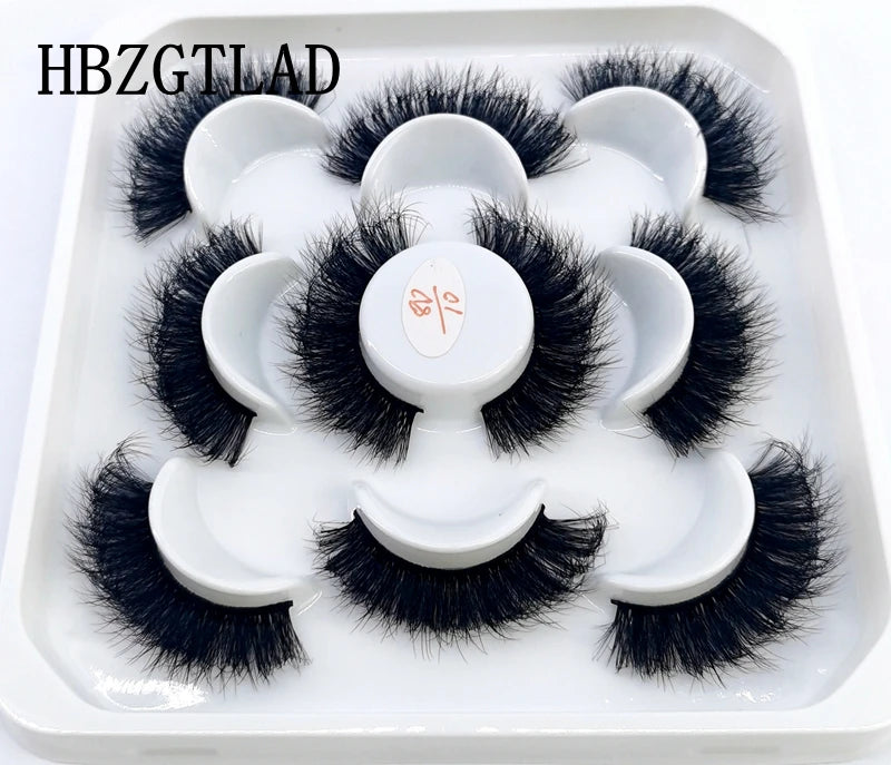 5 Pairs 25 mm 3d Mink Lashes Bulk Faux with Custom Box Wispy Natural Mink Lashes Pack Short Wholesales Natural