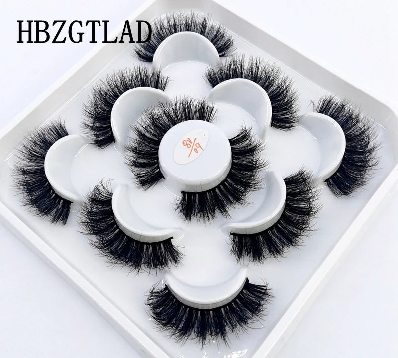 5 Pairs 25 mm 3d Mink Lashes Bulk Faux with Custom Box Wispy Natural Mink Lashes Pack Short Wholesales Natural