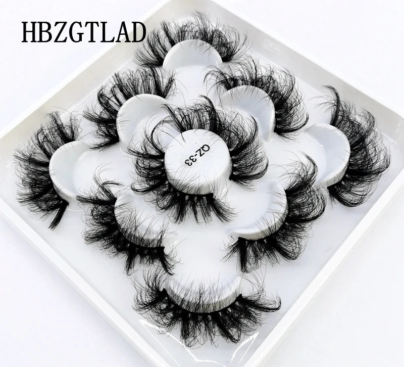 5 Pairs 25 mm 3d Mink Lashes Bulk Faux with Custom Box Wispy Natural Mink Lashes Pack Short Wholesales Natural