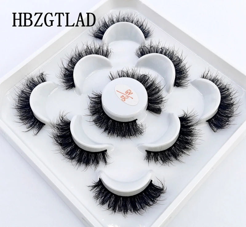 5 Pairs 25 mm 3d Mink Lashes Bulk Faux with Custom Box Wispy Natural Mink Lashes Pack Short Wholesales Natural
