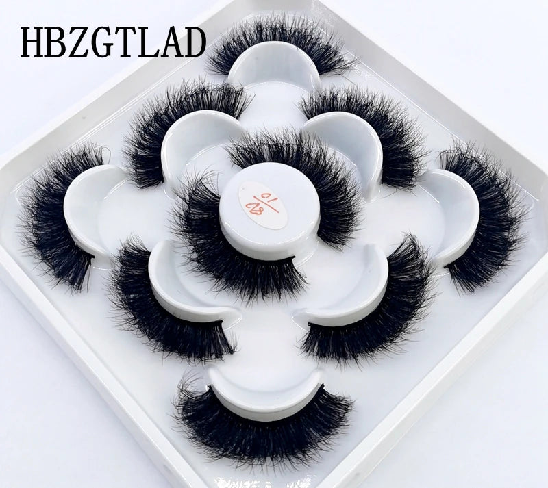 5 Pairs 25 mm 3d Mink Lashes Bulk Faux with Custom Box Wispy Natural Mink Lashes Pack Short Wholesales Natural
