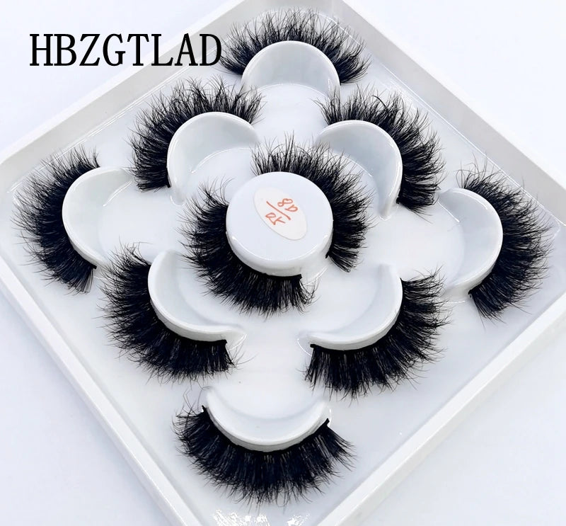 5 Pairs 25 mm 3d Mink Lashes Bulk Faux with Custom Box Wispy Natural Mink Lashes Pack Short Wholesales Natural