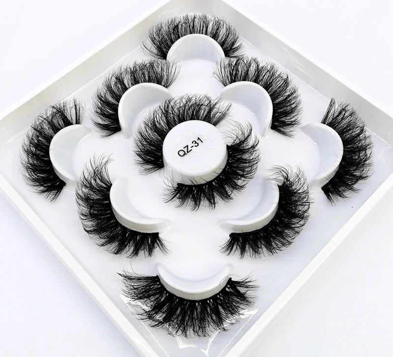 5 Pairs 25 mm 3d Mink Lashes Bulk Faux with Custom Box Wispy Natural Mink Lashes Pack Short Wholesales Natural