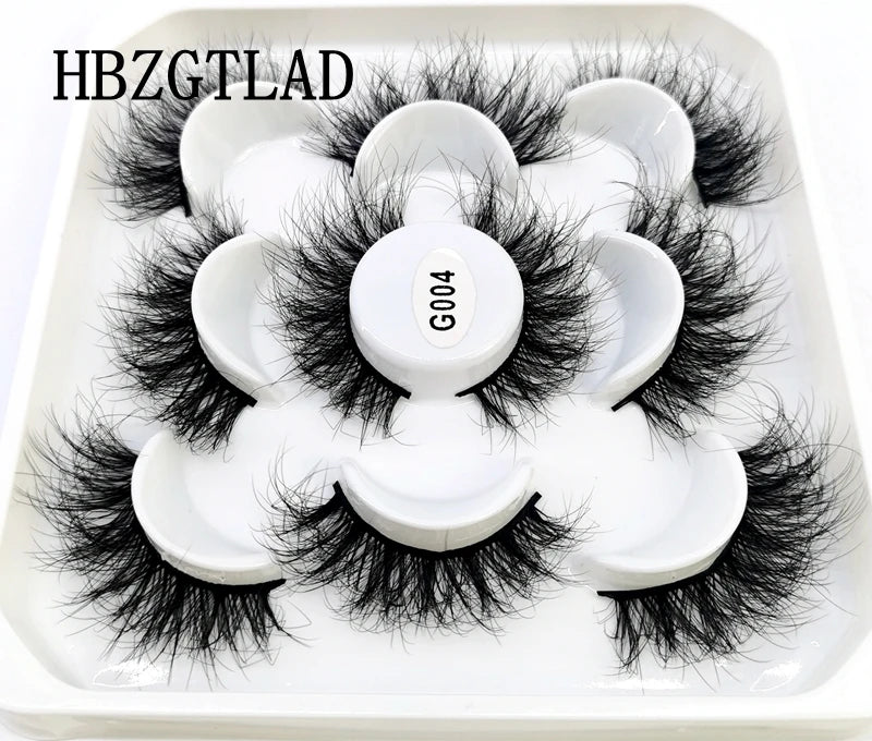 5 Pairs 25 mm 3d Mink Lashes Bulk Faux with Custom Box Wispy Natural Mink Lashes Pack Short Wholesales Natural