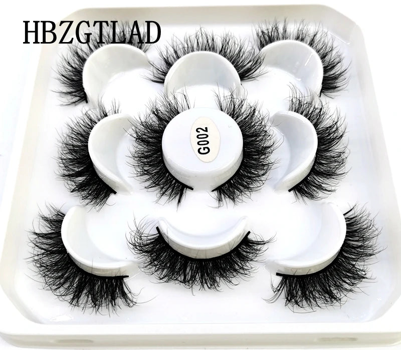5 Pairs 25 mm 3d Mink Lashes Bulk Faux with Custom Box Wispy Natural Mink Lashes Pack Short Wholesales Natural