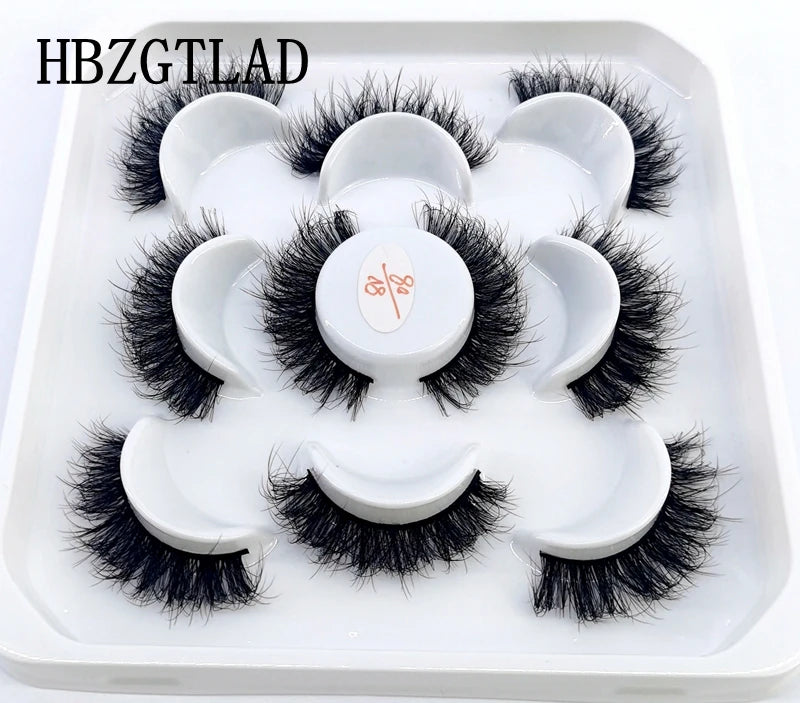 5 Pairs 25 mm 3d Mink Lashes Bulk Faux with Custom Box Wispy Natural Mink Lashes Pack Short Wholesales Natural