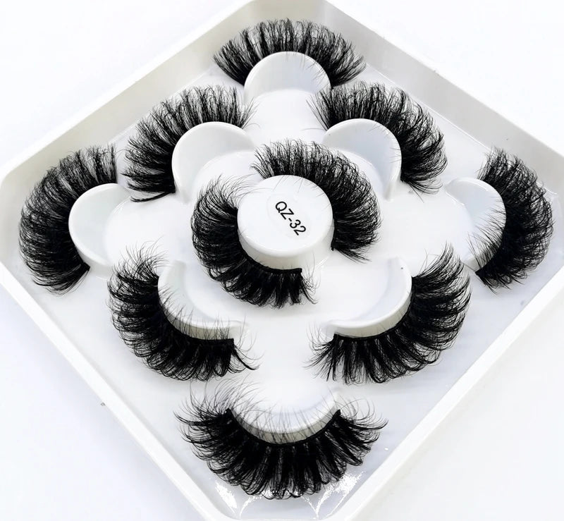 5 Pairs 25 mm 3d Mink Lashes Bulk Faux with Custom Box Wispy Natural Mink Lashes Pack Short Wholesales Natural