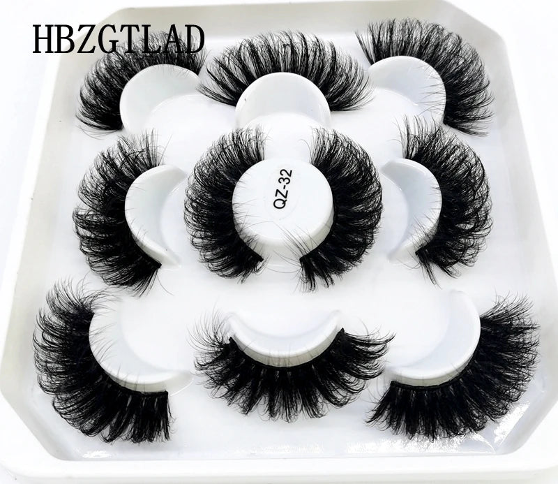 5 Pairs 25 mm 3d Mink Lashes Bulk Faux with Custom Box Wispy Natural Mink Lashes Pack Short Wholesales Natural