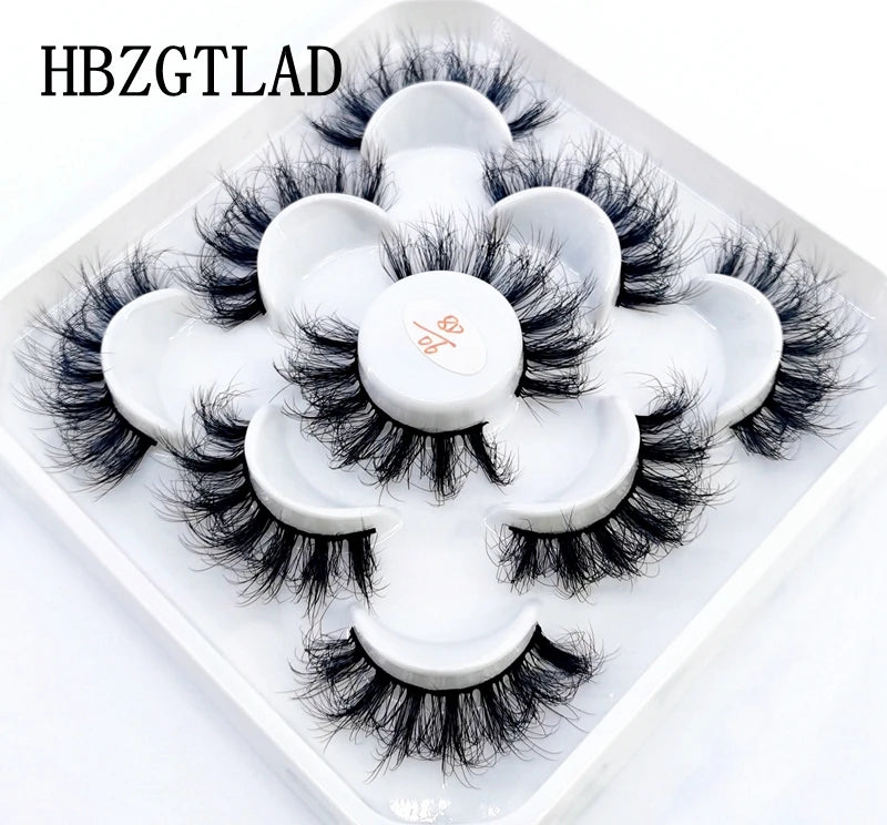 5 Pairs 25 mm 3d Mink Lashes Bulk Faux with Custom Box Wispy Natural Mink Lashes Pack Short Wholesales Natural