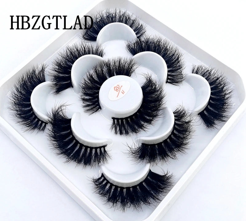 5 Pairs 25 mm 3d Mink Lashes Bulk Faux with Custom Box Wispy Natural Mink Lashes Pack Short Wholesales Natural