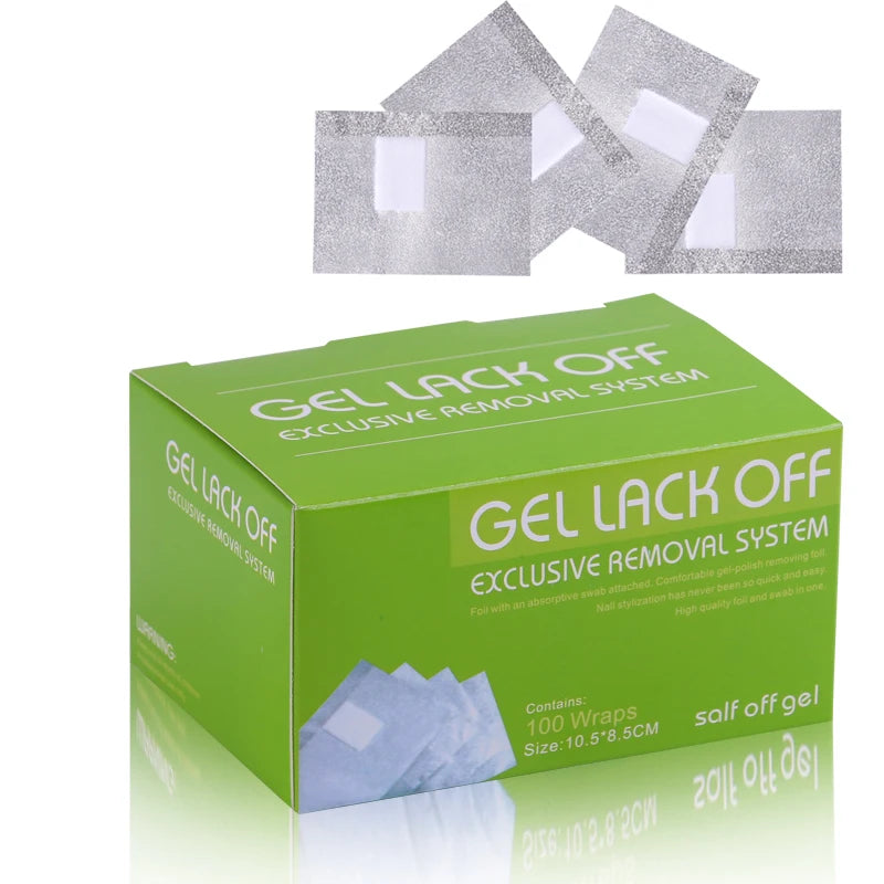 100PCS Gel Nail Polish Remover Foil Wraps with Cotton Pad