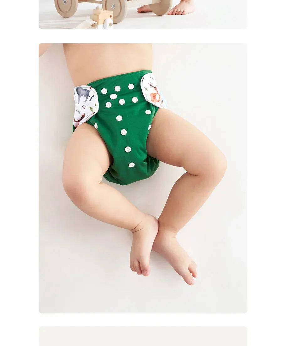 Happyflute 4Pcs/Set Eco-Friendly Reusable Baby Cloth Diapers Unisex 0-1Y Polyester Nappies Suitable for 3-15 Kg Weight