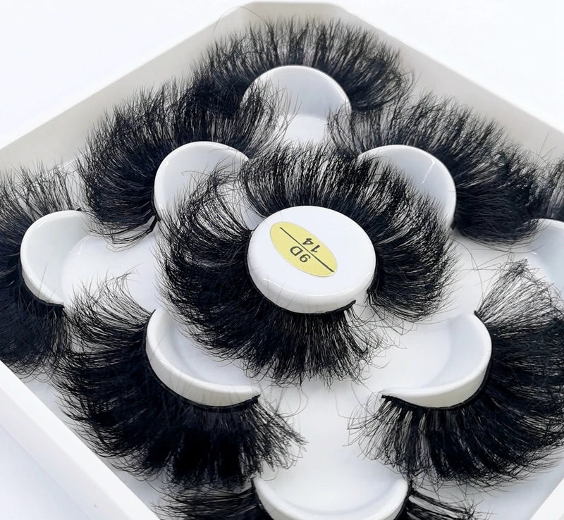 5 Pairs 25 mm 3d Mink Lashes Bulk Faux with Custom Box Wispy Natural Mink Lashes Pack Short Wholesales Natural