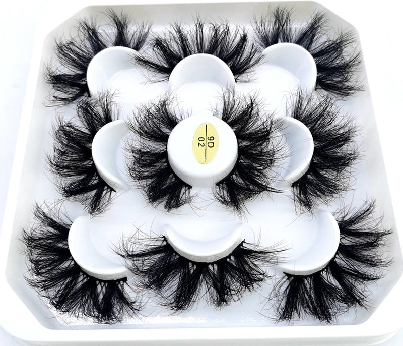 5 Pairs 25 mm 3d Mink Lashes Bulk Faux with Custom Box Wispy Natural Mink Lashes Pack Short Wholesales Natural