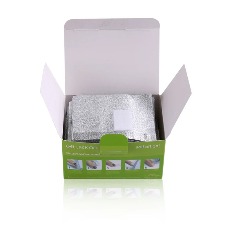 100PCS Gel Nail Polish Remover Foil Wraps with Cotton Pad