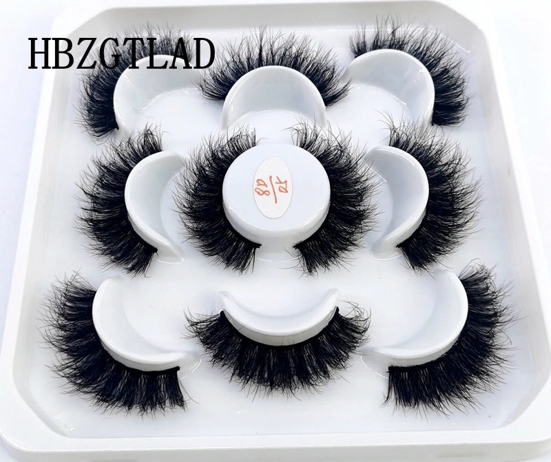 5 Pairs 25 mm 3d Mink Lashes Bulk Faux with Custom Box Wispy Natural Mink Lashes Pack Short Wholesales Natural