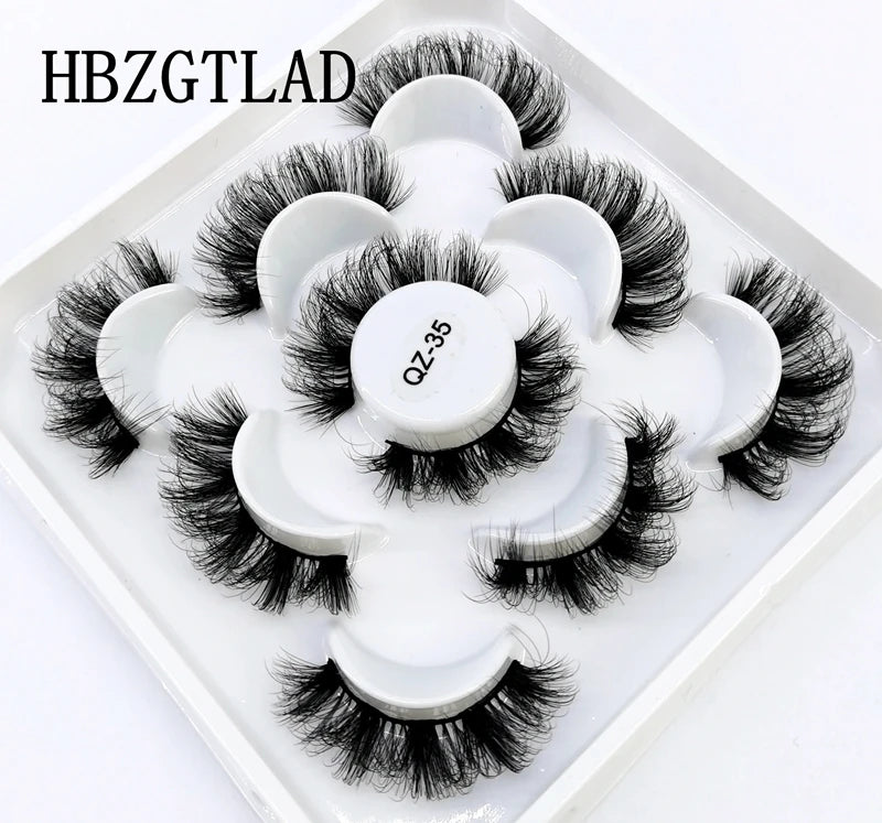 5 Pairs 25 mm 3d Mink Lashes Bulk Faux with Custom Box Wispy Natural Mink Lashes Pack Short Wholesales Natural