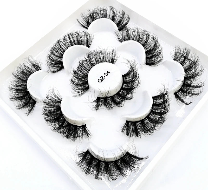 5 Pairs 25 mm 3d Mink Lashes Bulk Faux with Custom Box Wispy Natural Mink Lashes Pack Short Wholesales Natural