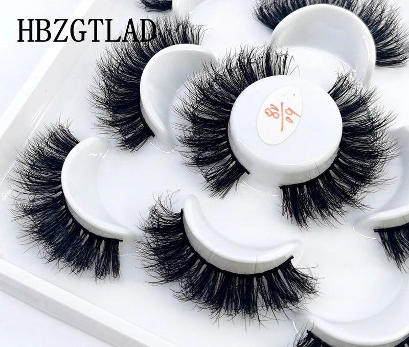 5 Pairs 25 mm 3d Mink Lashes Bulk Faux with Custom Box Wispy Natural Mink Lashes Pack Short Wholesales Natural