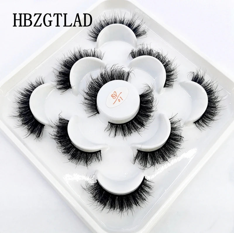 5 Pairs 25 mm 3d Mink Lashes Bulk Faux with Custom Box Wispy Natural Mink Lashes Pack Short Wholesales Natural