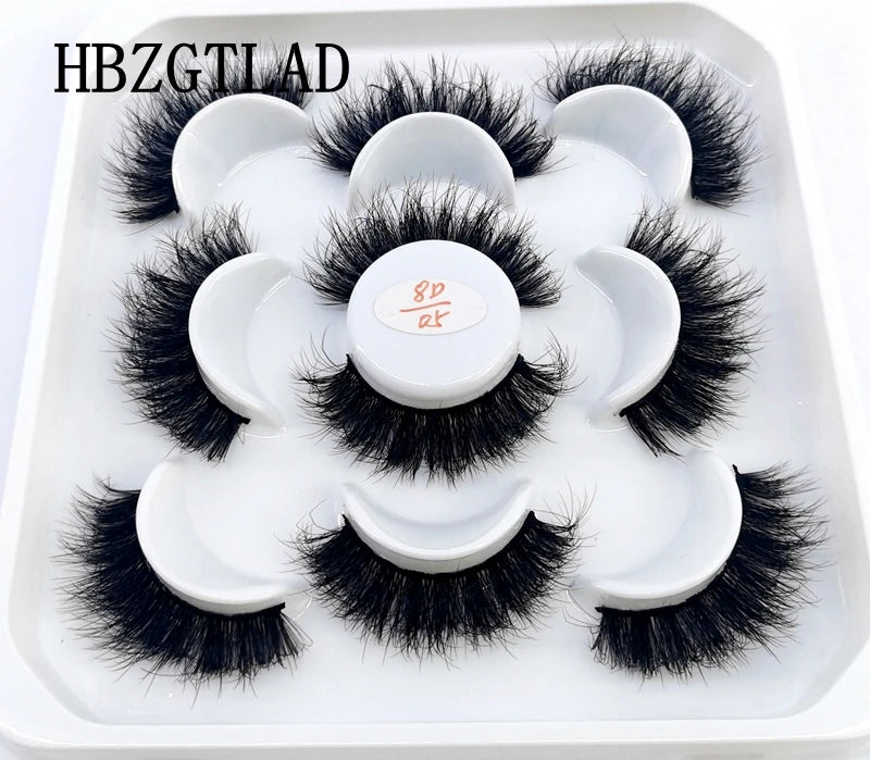 5 Pairs 25 mm 3d Mink Lashes Bulk Faux with Custom Box Wispy Natural Mink Lashes Pack Short Wholesales Natural