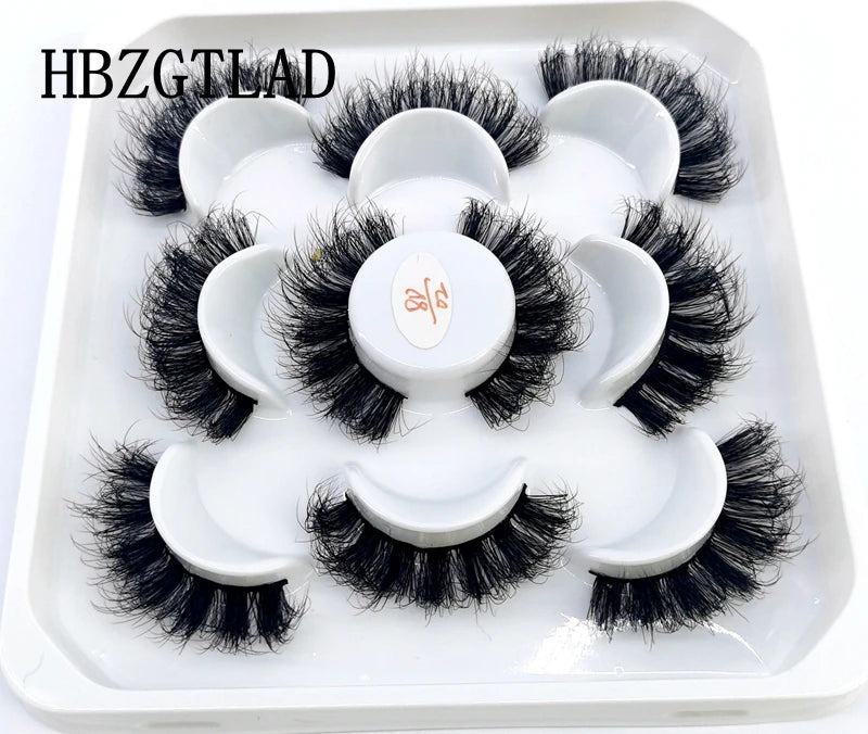 5 Pairs 25 mm 3d Mink Lashes Bulk Faux with Custom Box Wispy Natural Mink Lashes Pack Short Wholesales Natural