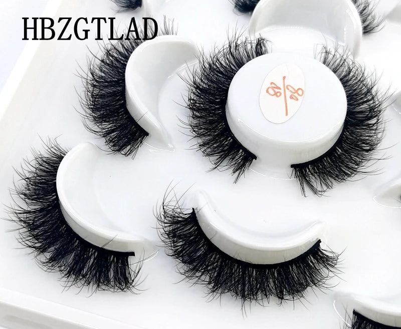 5 Pairs 25 mm 3d Mink Lashes Bulk Faux with Custom Box Wispy Natural Mink Lashes Pack Short Wholesales Natural