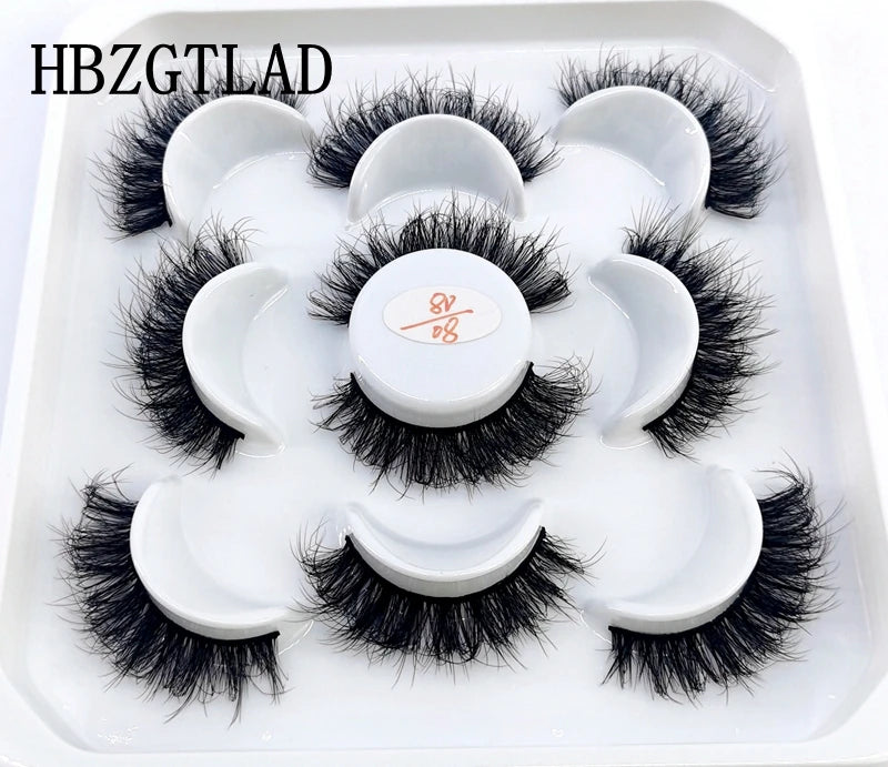 5 Pairs 25 mm 3d Mink Lashes Bulk Faux with Custom Box Wispy Natural Mink Lashes Pack Short Wholesales Natural