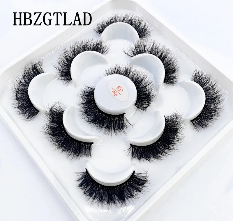 5 Pairs 25 mm 3d Mink Lashes Bulk Faux with Custom Box Wispy Natural Mink Lashes Pack Short Wholesales Natural