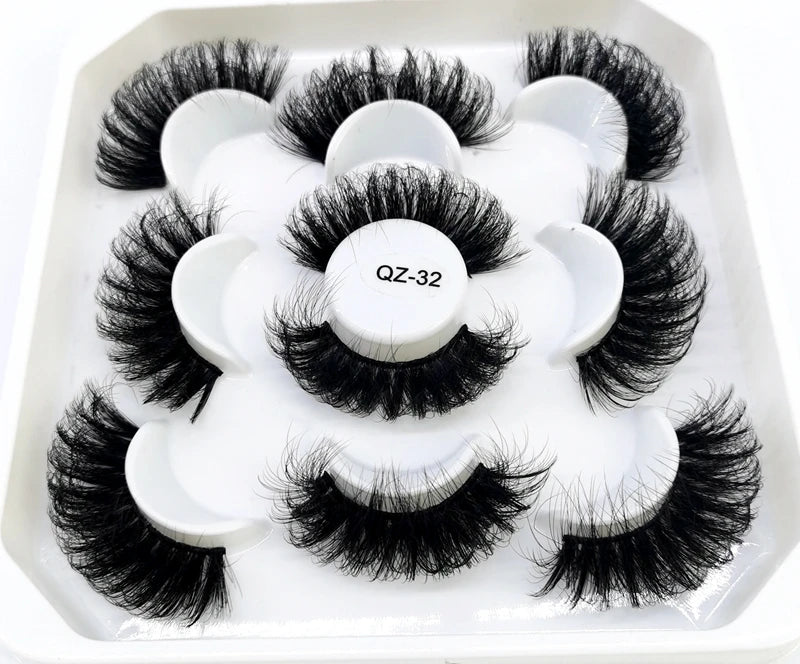5 Pairs 25 mm 3d Mink Lashes Bulk Faux with Custom Box Wispy Natural Mink Lashes Pack Short Wholesales Natural